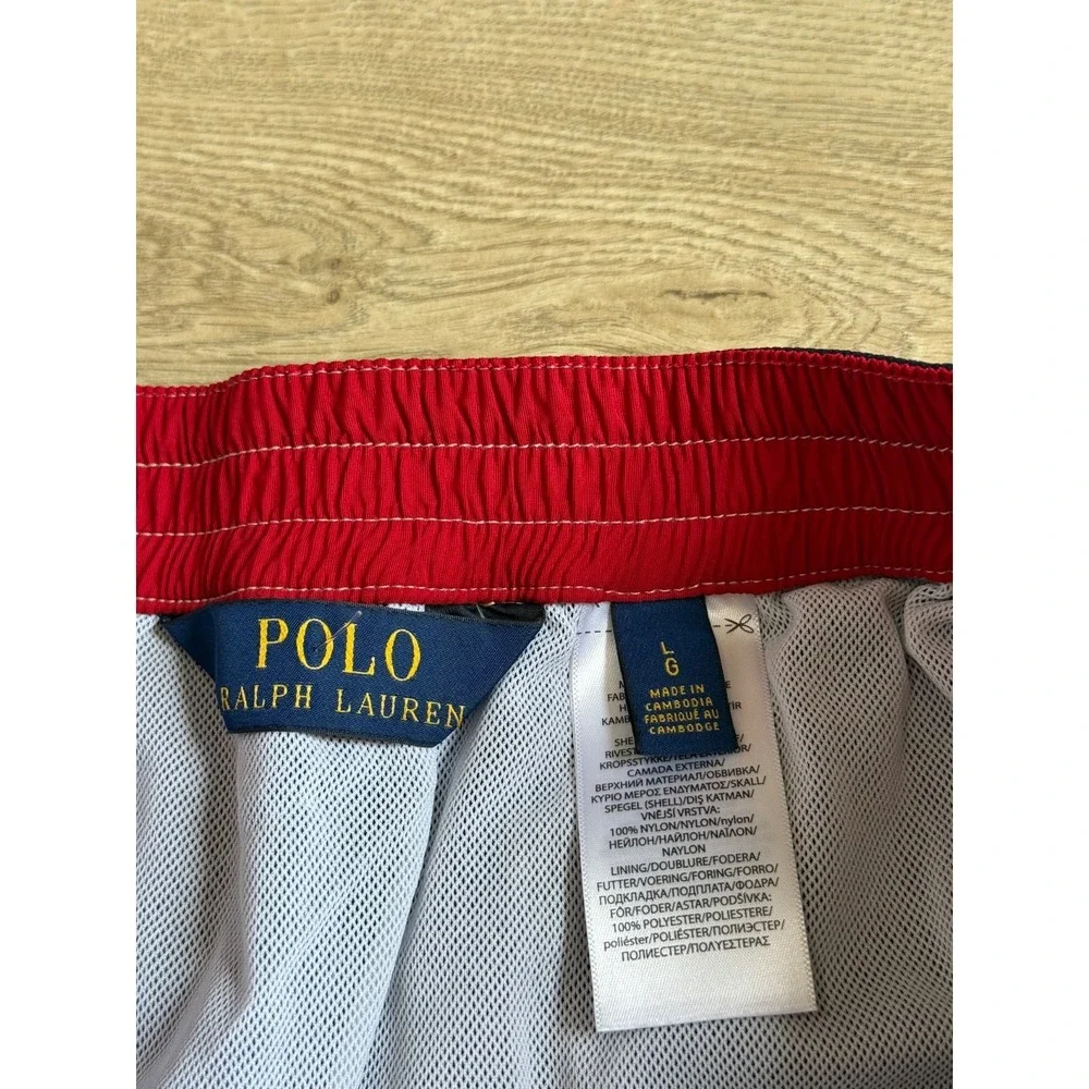 EUC Polo Ralph Lauren cargo Navy Blue Swim Trunks With Pockets Mesh Lined size L